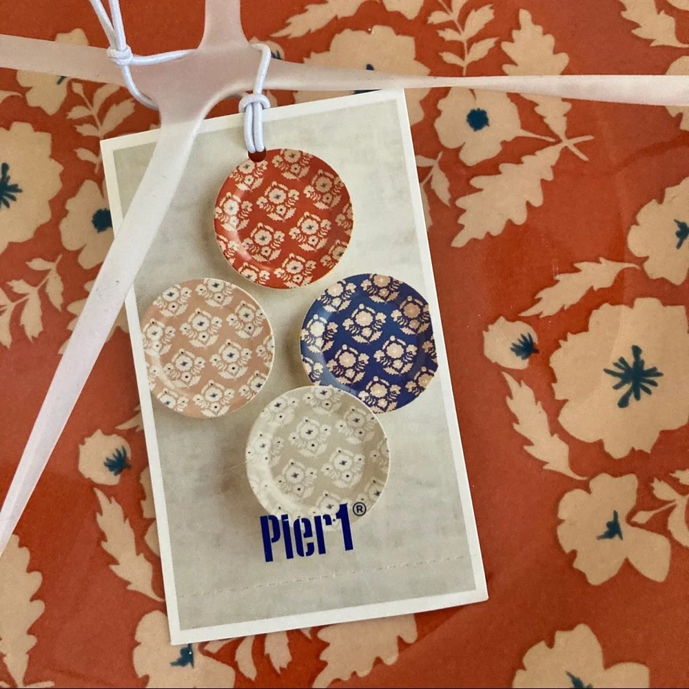 Pier 1 Ironstone botanical floral salad plates set of 4